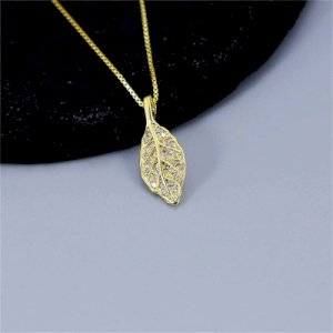 Gold Plated Leaf Pendant Necklace